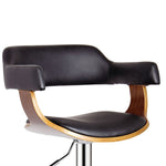 Luciana Walnut/Black PU Leather/Wood Swivel Bar Stool