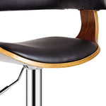 Luciana Walnut/Black PU Leather/Wood Swivel Bar Stool