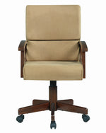 Marietta Tan Fabric/Tobacco Wood Game Chair