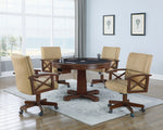 Marietta Tan Fabric/Tobacco Wood Game Chair