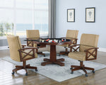 Marietta Tan Fabric/Tobacco Wood Game Chair