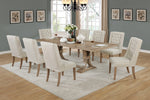 Marla 9-Pc Beige Wood/Linen Dining Table Set