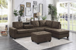 Maston 2-Pc Brown Fabric Reversible Sectional Sofa