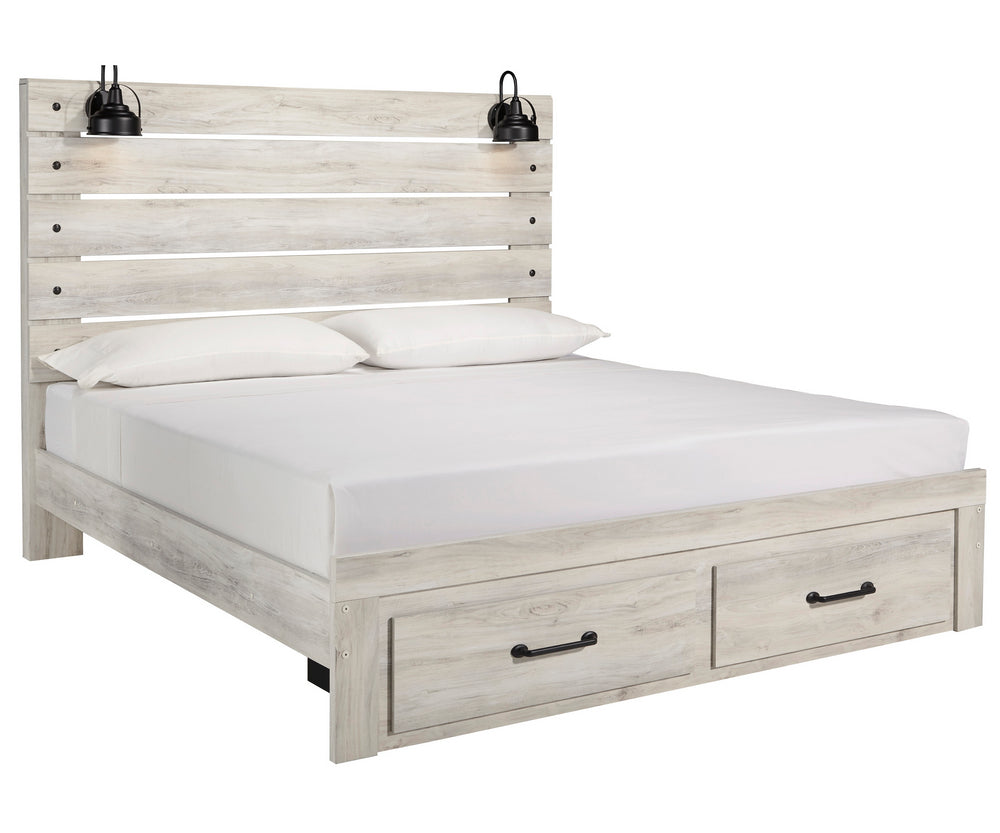 Cambeck Whitewash Wood King Storage Bed