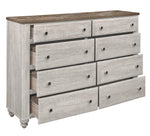 Nashville Antique White/Brown Wood 8-Drawer Dresser