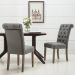 Natalie 2 Grey Linen Fabric Side Chairs