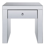 Noralie Mirrored End Table with Drawer & Faux Crystals