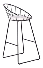 Nordic White Faux Leather/Black Metal Bar Stool