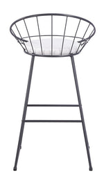 Nordic White Faux Leather/Gray Metal Bar Stool