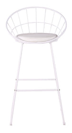 Nordic White Faux Leather/Metal Bar Stool