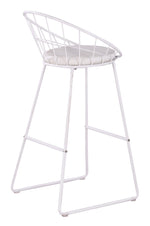 Nordic White Faux Leather/Metal Bar Stool