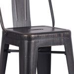 Norina 2 Distressed Black Metal Barstools w/Bucket Back