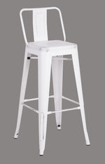 Norina 2 Distressed White Metal Barstools w/Bucket Back