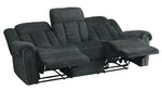 Nutmeg Charcoal Gray Fabric Manual Recliner Sofa