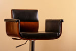 Orsola Cherry/ Black PU Leather Swivel Bar Stool