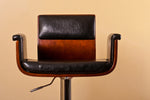 Orsola Cherry/ Black PU Leather Swivel Bar Stool