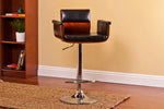 Orsola Cherry/ Black PU Leather Swivel Bar Stool