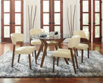 Paxton 48" Clear Glass/Nutmeg Wood Round Dining Table