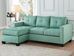 Phelps Teal Fabric Reversible Sectional Sofa