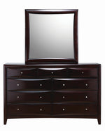 Phoenix Cappuccino Wood 9-Drawer Dresser with Mirror