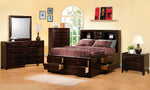 Phoenix Cappuccino Wood Queen Bookcase Storage Bed