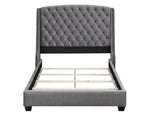 Pissarro Grey Velvet Upholstered Cal King Bed (Oversized)