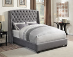 Pissarro Grey Velvet Upholstered Full Bed