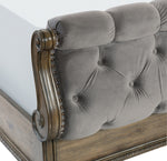 Rachelle Gray Velvet Fabric/Pecan King Bed (Oversized)