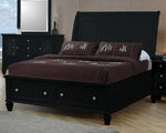 Sandy Beach 5-Pc Black Wood Cal King Sleigh Storage Bedroom Set