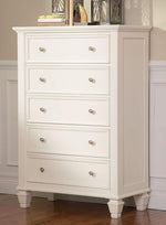 Sandy Beach 5-Pc White Wood Cal King Panel Bedroom Set