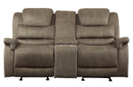 Shola Chocolate Manual Recliner Loveseat with Console