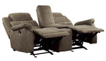 Shola Chocolate Manual Recliner Loveseat with Console