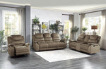 Shola Chocolate Manual Recliner Loveseat with Console