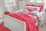 Anarasia White Wood Full Sleigh Bed