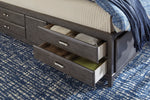 Caitbrook Gray Wood Cal King Storage Bed