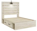 Cambeck Whitewash Wood Full Bed with 2 Storage Drawers