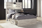 Cambeck Whitewash Wood Full Bed with 2 Storage Drawers