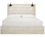 Cambeck Whitewash Wood King Bed with 4 Storage Drawers