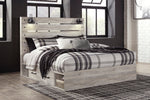 Cambeck Whitewash Wood King Bed with 4 Storage Drawers