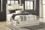 Cambeck Whitewash Wood Queen Bed with 2 Storage Drawers