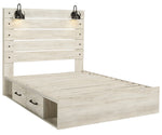 Cambeck Whitewash Wood Queen Bed with 4 Storage Drawers