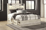 Cambeck Whitewash Wood Queen Bed with 4 Storage Drawers