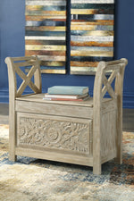 Fossil Ridge Whitewash Wood Accent Bench