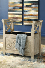 Fossil Ridge Whitewash Wood Accent Bench