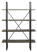 Gilesgrove Gray Wood/Black Metal Bookcase