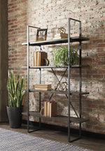 Gilesgrove Gray Wood/Black Metal Bookcase