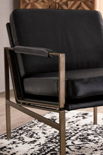 Puckman Black Leather/Metal Accent Chair