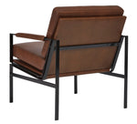 Puckman Brown Leather/Metal Accent Chair