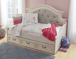 Realyn Neutral Fabric/Chipped White Wood Twin Daybed with Storage