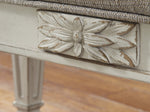 Realyn Neutral Fabric/Antique White Wood Accent Bench